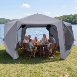 Pop-up Pavillon 427 x 427 cm Gartenpavillon für 10-12 Personen Partyzelt mit 6 Seitenteilen