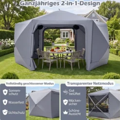 Pop-up Pavillon 427 x 427 cm Gartenpavillon für 10-12 Personen Partyzelt mit 6 Seitenteilen