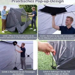Pop-up Pavillon 427 x 427 cm Gartenpavillon für 10-12 Personen Partyzelt mit 6 Seitenteilen