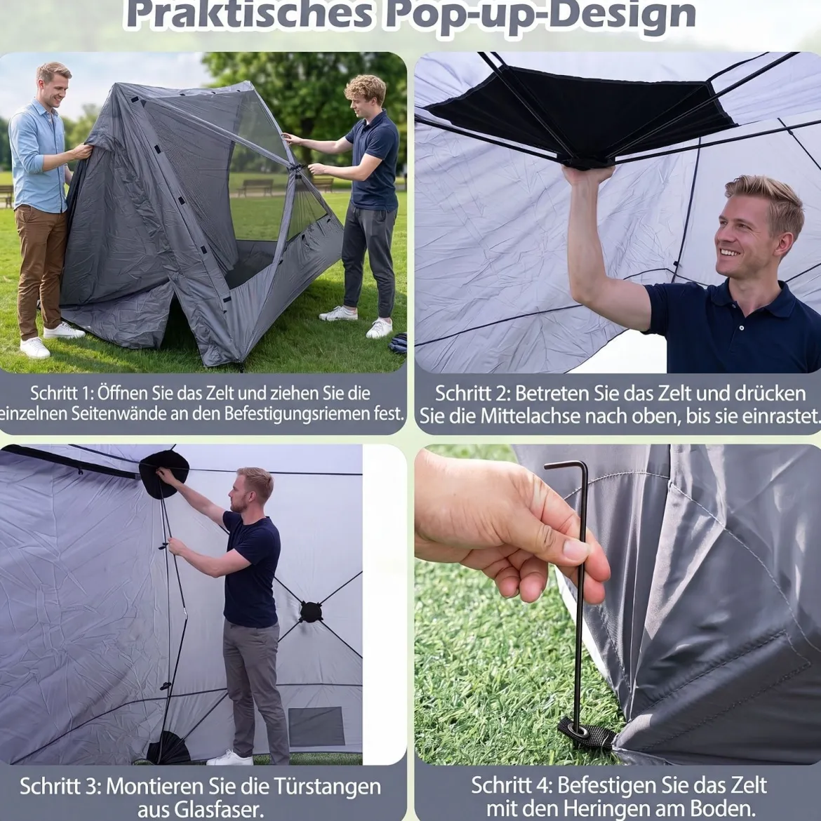 Pop-up Pavillon 427 x 427 cm Gartenpavillon für 10-12 Personen Partyzelt mit 6 Seitenteilen