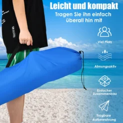 Pop Up Strandzelt für 3-4 Personen UPF 50+ Sonnenschutz Campingzelt 252 x 127 x 132 cm Blau