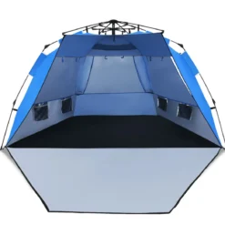 Pop Up Strandzelt für 3-4 Personen UPF 50+ Sonnenschutz Campingzelt 252 x 127 x 132 cm Blau