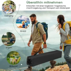 Pop Up Zelt für 4-6 Personen Campingzelt mit Überdachung wasserdicht Familienzelt 285 x 250 x 147 cm Olivgrün