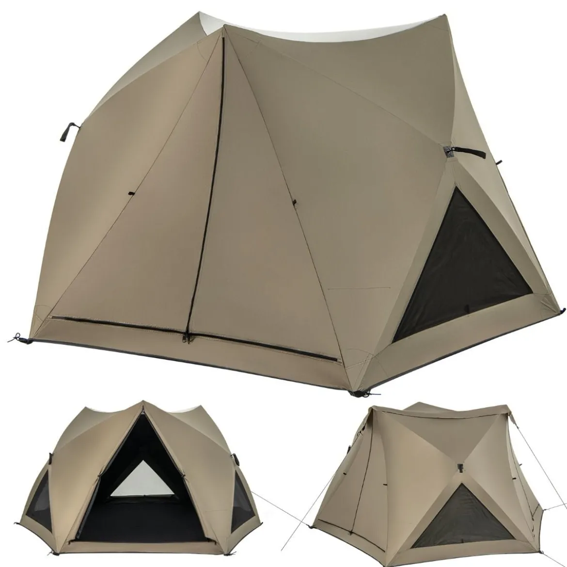 Pop Up Zelt für 4-6 Personen Campingzelt mit Überdachung wasserdicht Familienzelt 285 x 250 x 147 cm Olivgrün