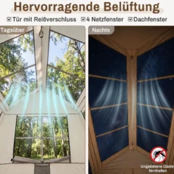 Pop-Up Zelt für 4 Personen Faltbares Campingzelt mit 4 Mesh‑Fenstern und 2 Dachfenstern 275 x 245 x 188 cm