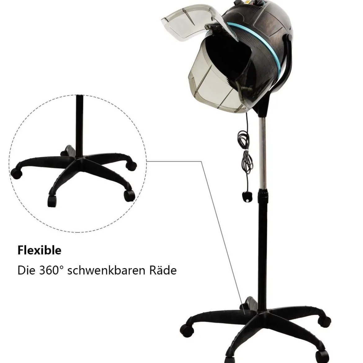 Profi Haartrockner Trockenhaube Haartrockenhaube Salon Friseur Standfuß Höhenverstellbar