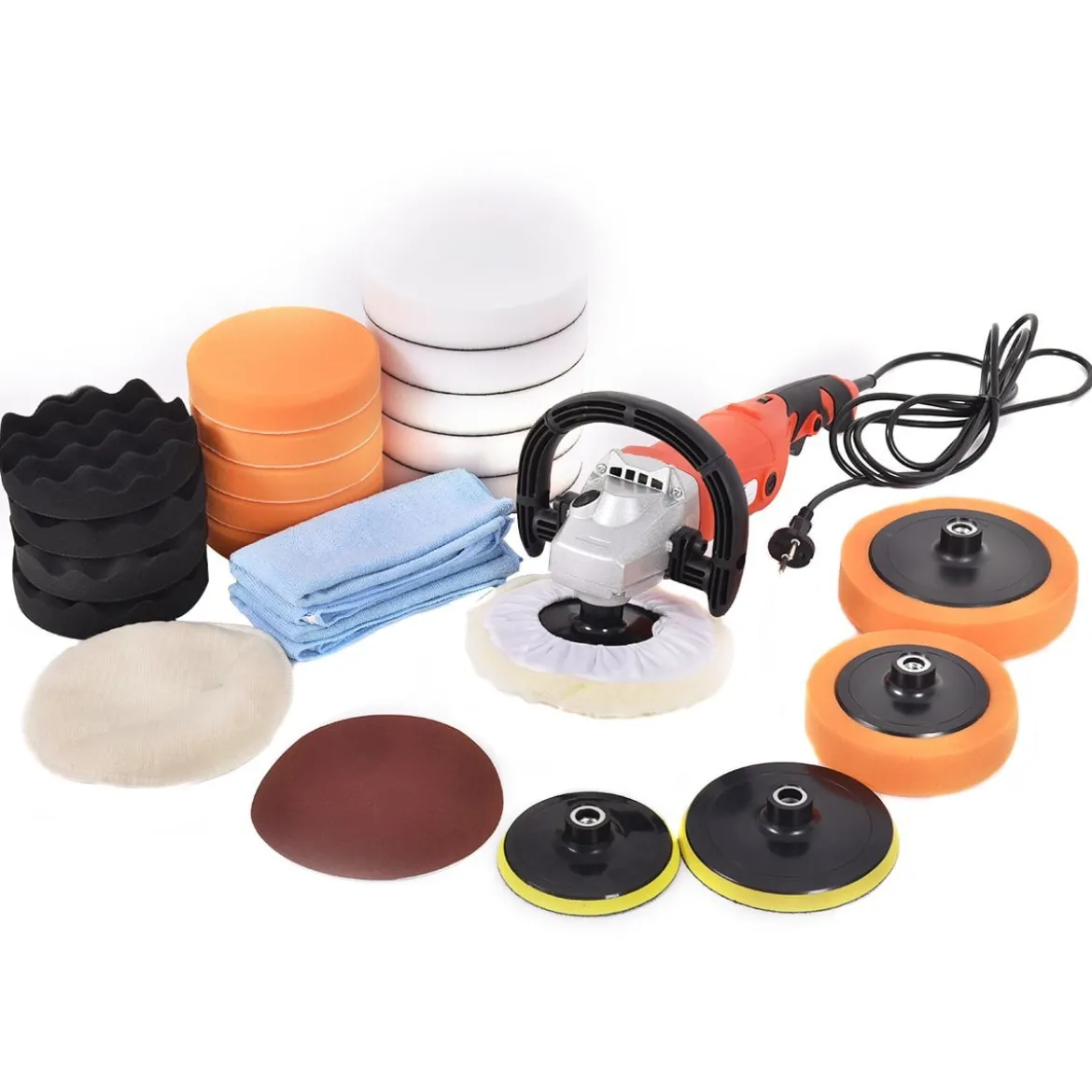 Profi Poliermaschine Schleifmaschine Auto Polierer Set Autopolierer 1500W mit 180° Griff