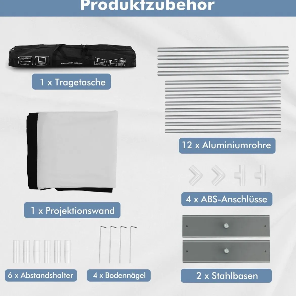 100" Projektionsleinwand mit Stand und Tasche Beamer Leinwand Projektion tragbar
