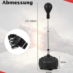 Punchingball mit Ständer 137–156 cm Höhenversetllbarer Boxstand Punching Ball mit Befüllbarem Ständer