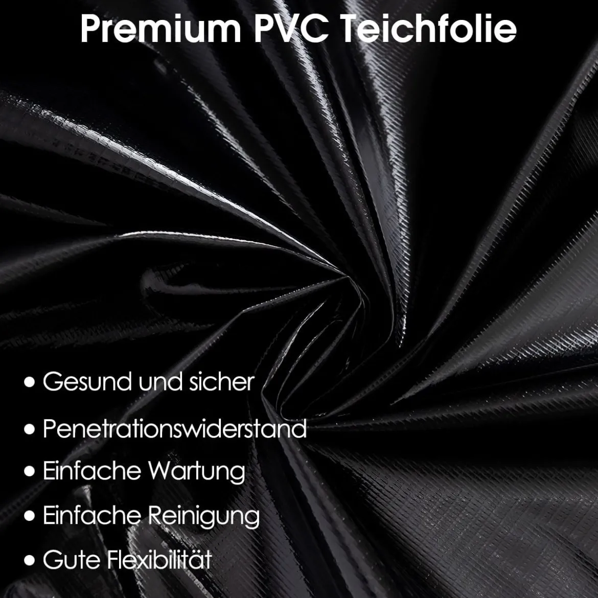 PVC Teichfolie Pflanzenfreundlich Teichfolie wasserfeste Sonnen reflektierende schützende Folie 3 x 4 m Schwarz