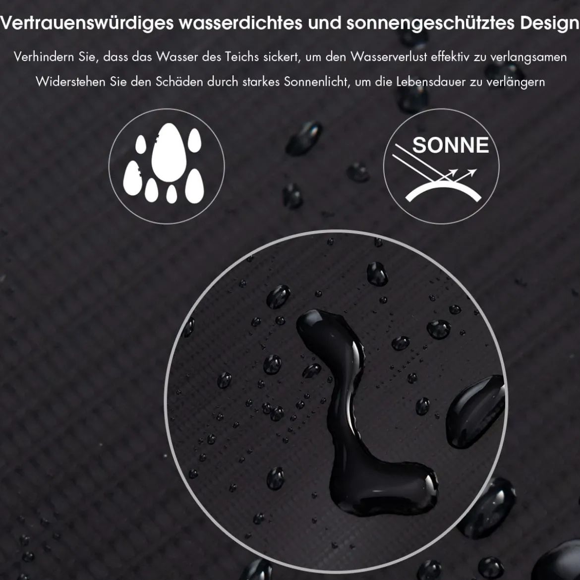 PVC Teichfolie Pflanzenfreundlich Teichfolie wasserfeste Sonnen reflektierende schützende Folie 3 x 4 m Schwarz