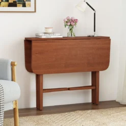 Quadratischer Holzesstisch für 2-4 Personen mit 2 Klappbaren Tischplatten Klappbarer Esstisch Braun