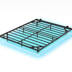 Queen Size Schwebebettgestell mit LED-Leuchten modernes Bettgestell aus Metall 160 x 200 cm