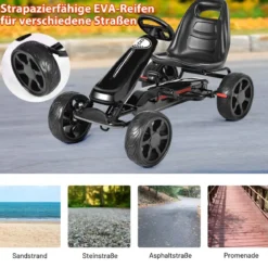 Racing Gokart Racing Pedal Gokart Go Cart Kinderfahrzeug für Kinder 100 x 58,5 x 62 cm Schwarz