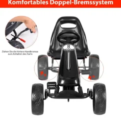 Racing Gokart Racing Pedal Gokart Go Cart Kinderfahrzeug für Kinder 100 x 58,5 x 62 cm Schwarz