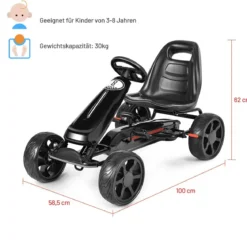 Racing Gokart Racing Pedal Gokart Go Cart Kinderfahrzeug für Kinder 100 x 58,5 x 62 cm Schwarz