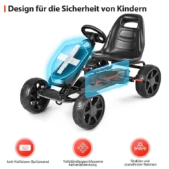 Racing Gokart Racing Pedal Gokart Go Cart Kinderfahrzeug für Kinder 100 x 58,5 x 62 cm Schwarz