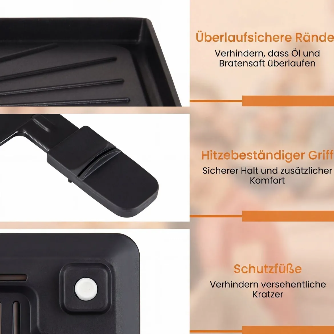 Raclette Grill mit Fondue 2200 W Elektrogrill für 8 Personnen mit Antihafter Grillplatte & 8 Pfannen