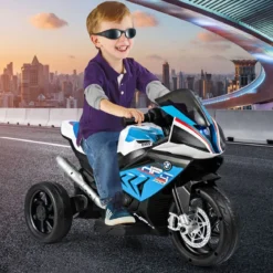 3-Rad-Motorrad Aufladbares Kinderfahrzeu Elektro Motorrad mit Musik 82,5 x 42 x 54 cm Blau