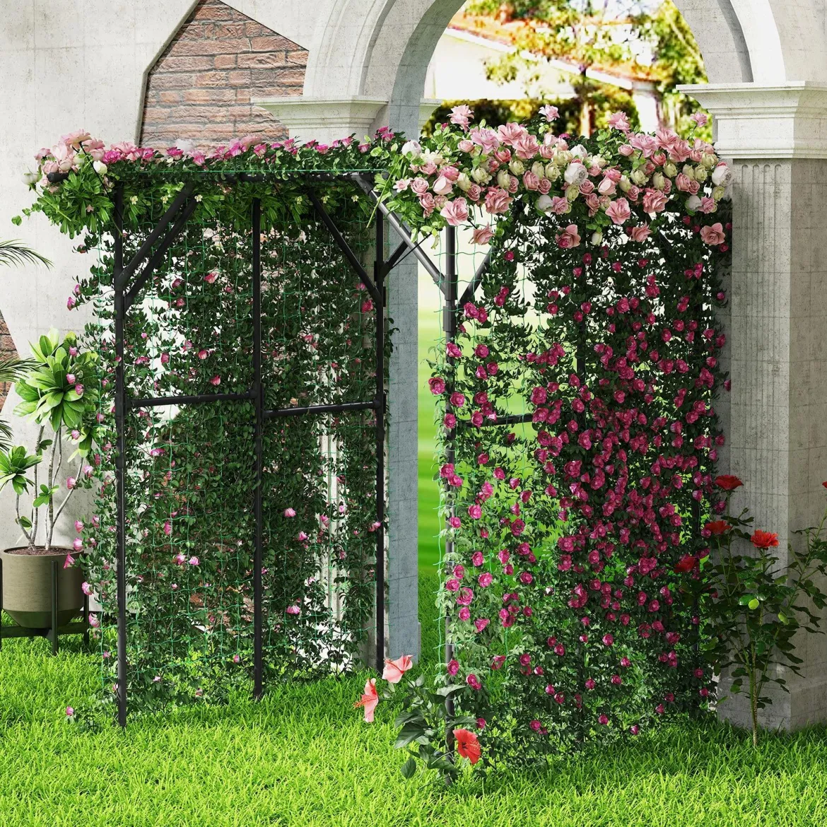 Rankgitter für Kletterpflanzen Rankhilfe Rankbogen Torbogen Gartenbogen 200 x 150 x 197 cm