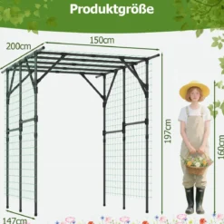 Rankgitter für Kletterpflanzen Rankhilfe Rankbogen Torbogen Gartenbogen 200 x 150 x 197 cm