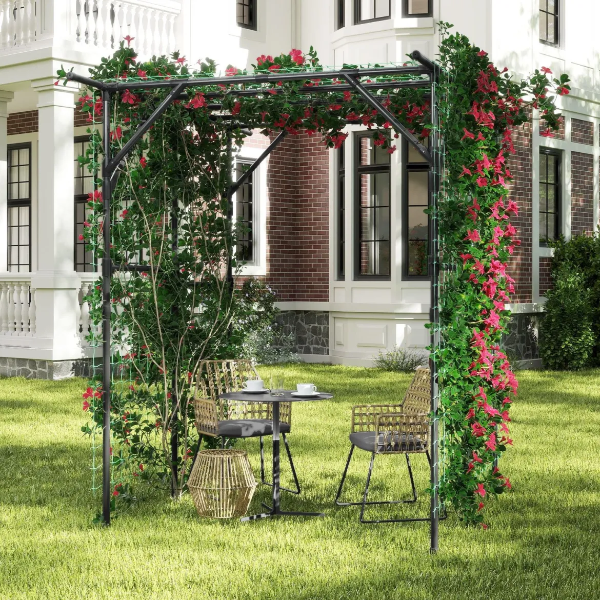 Rankgitter für Kletterpflanzen Rankhilfe Rankbogen Torbogen Gartenbogen 200 x 150 x 197 cm