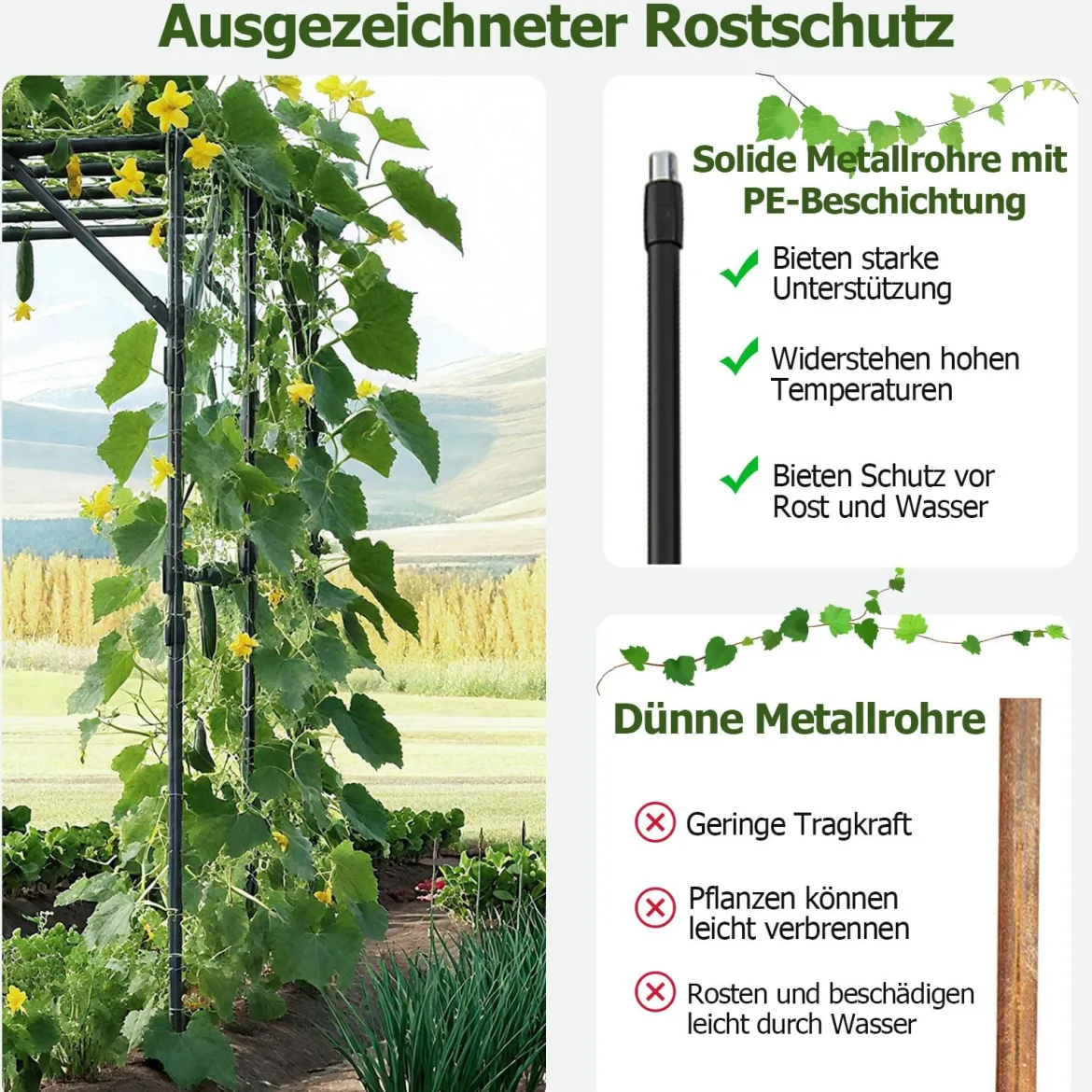Rankgitter für Kletterpflanzen Rankhilfe Rankbogen Torbogen Gartenbogen 200 x 150 x 197 cm
