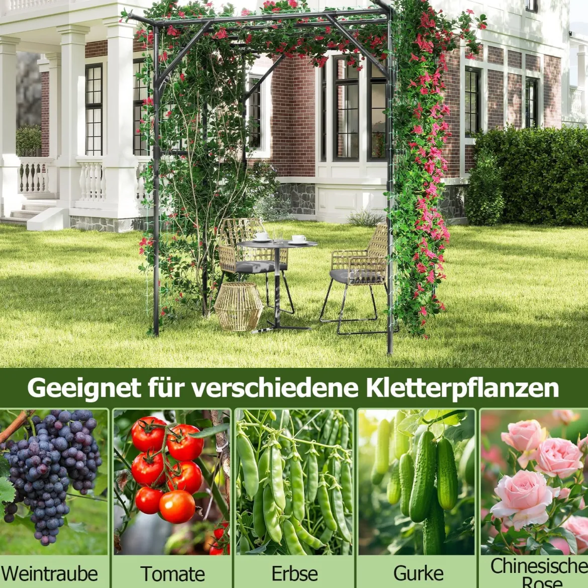 Rankgitter für Kletterpflanzen Rankhilfe Rankbogen Torbogen Gartenbogen 200 x 150 x 197 cm