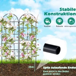 Rankgitter Metall 4er Set dekorativer Gartenzaun freistehende Rankhilfe 180 x 50 cm Schwarz