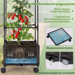 Rankhilfe mit Blumenkasten auf Rollen Höhenverstellbarer Garten Obelisk 40 x 40 x 170 cm