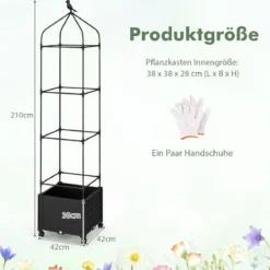Rankhilfe mit Blumenkasten & Selbstbewässerung auf Rollen Garten Obelisk Tomatenturm
