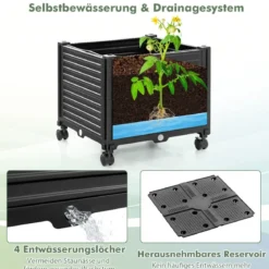 Rankhilfe mit Blumenkasten & Selbstbewässerung auf Rollen Garten Obelisk Tomatenturm