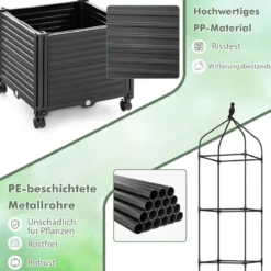 Rankhilfe mit Blumenkasten & Selbstbewässerung auf Rollen Garten Obelisk Tomatenturm