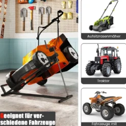 Rasentraktor Heber Hebevorrichtung bis 400 kg 50° Stufenlos Verstellbare Faltbare Hebebühne Schwarz