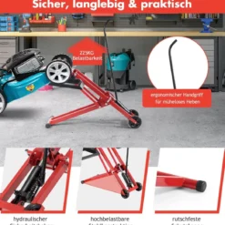 Rasentraktor Heber mit Tragfähigkeit von 225 kg Höhenverstellbare Hebevorrichtung Rot