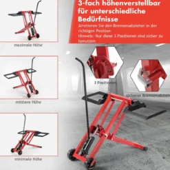 Rasentraktor Heber mit Tragfähigkeit von 225 kg Höhenverstellbare Hebevorrichtung Rot