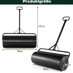 Rasenwalze aus Metall Gartenwalze zur Befestigung Graswalze 99 x 30 x 137 cm Schwarz