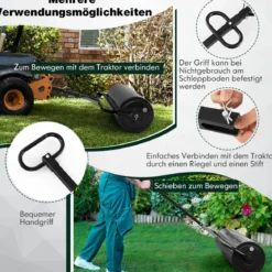 Rasenwalze aus Metall Gartenwalze zur Befestigung Graswalze 99 x 30 x 137 cm Schwarz