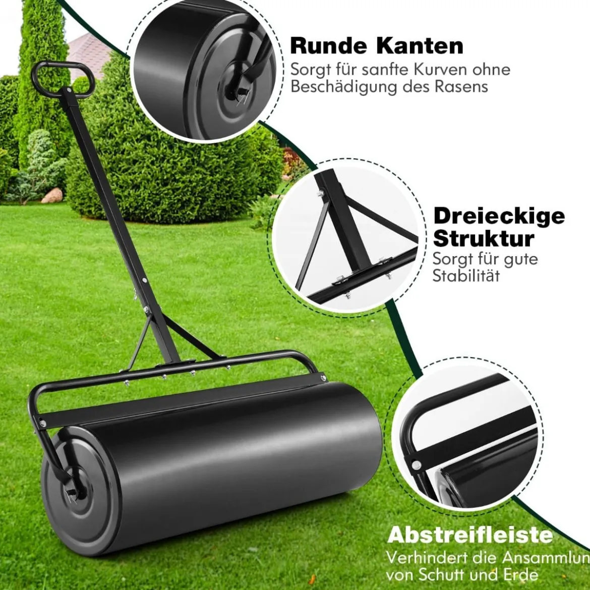 Rasenwalze aus Metall Gartenwalze zur Befestigung Graswalze 99 x 30 x 137 cm Schwarz