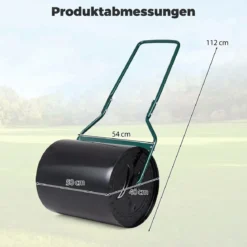 Rasenwalze aus Metall mit 60 L Füllvolumen & 50 cm Rollbreite Gartenwalze mit U-Griff 50 x 40 x 112 cm