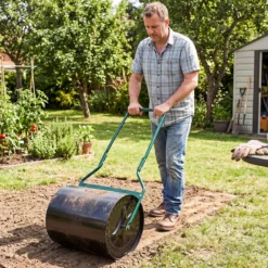 Rasenwalze aus Metall mit 60 L Füllvolumen & 50 cm Rollbreite Gartenwalze mit U-Griff 50 x 40 x 112 cm