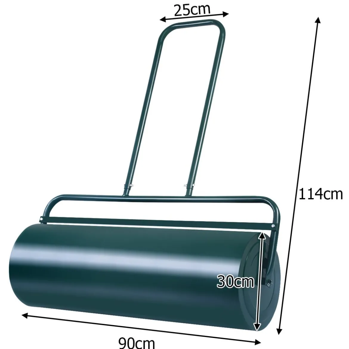 Rasenwalze 90cm Handwalze 63L Gartenwalze mit Schwerlasttrommel Rasenroller Grün
