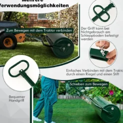 Rasenwalze Metall 113 L Handwalze mit Griff Gartenwalze Ø 40CM befüllbar mit Wasser/Sand Schwarz/Grün