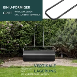 Rasenwalze Stahl-Rasenwalze mit Schwerlasttrommel 114 x 90 x30 cm Schwarz