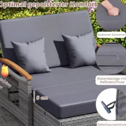 Rattan Gartenbank für Außenbereich 2-Sitzer Balkonmöbel und Ottomane mit Stauraum