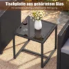 Rattan Gartenmöbel Set inkl. 2 Stühle mit Kissen & Tisch aus Glas Outdoor Sitzgruppe Schwarz-Grau