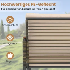 Rattan Gartenmöbel Set inkl. 2 Stühle mit Kissen & Hocker & Tisch Gartengarnitur Sitzgruppe Beige