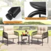 Rattan Gartenmöbel Set 3tlg. Balkonmöbel mit 2 Stühle & Tisch & Kissen Beige