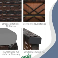 2 Rattan Ottomanen Outdoor Ottomane PE Rattansitz mit kissen 49 x 40 x 33 cm Grau