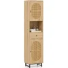Rattan Schmaler Badezimmerschrank mit Türen & Verstellbaren Einlegeböden & Schublade